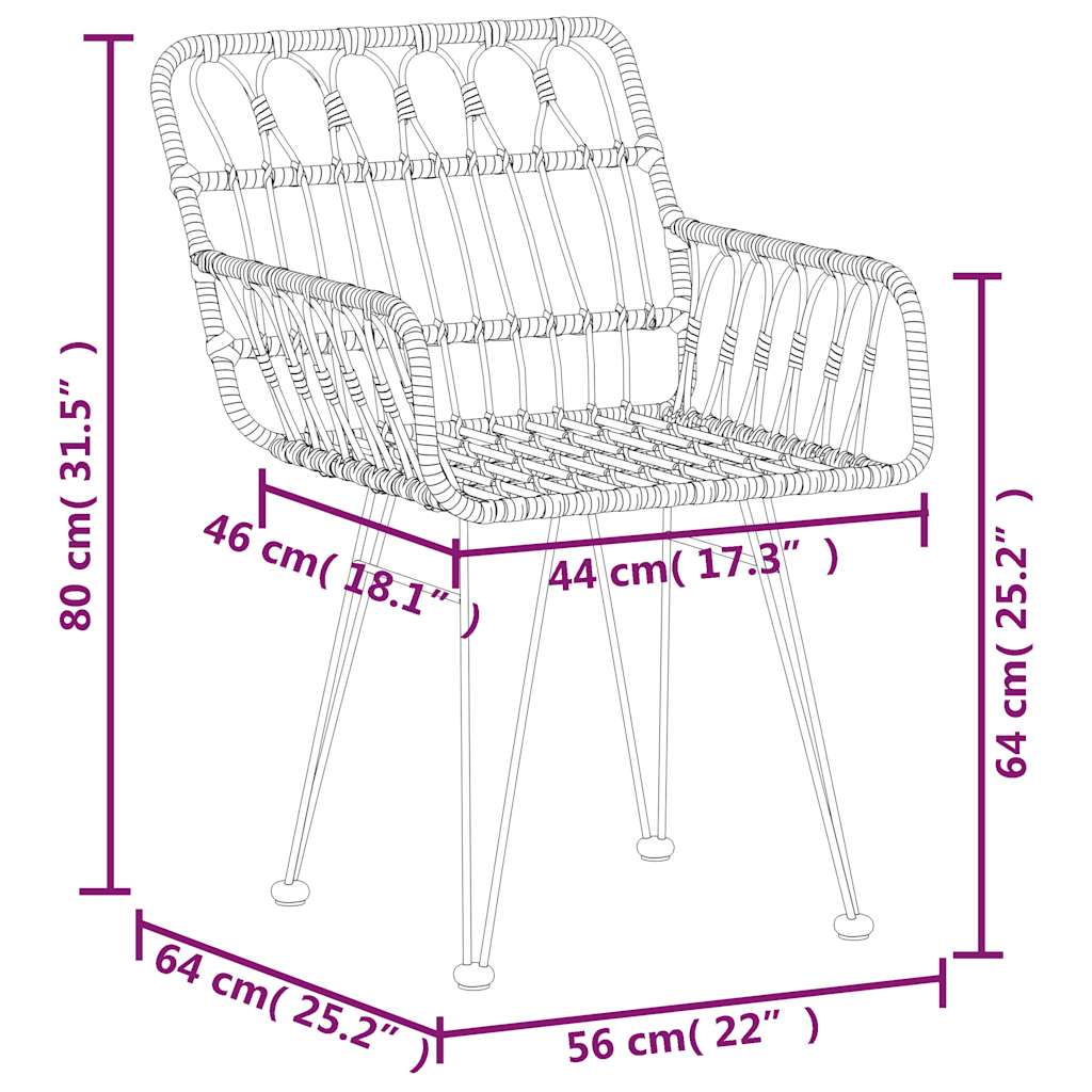 7-tlg. Garten-Essgruppe Schwarz Poly Rattan