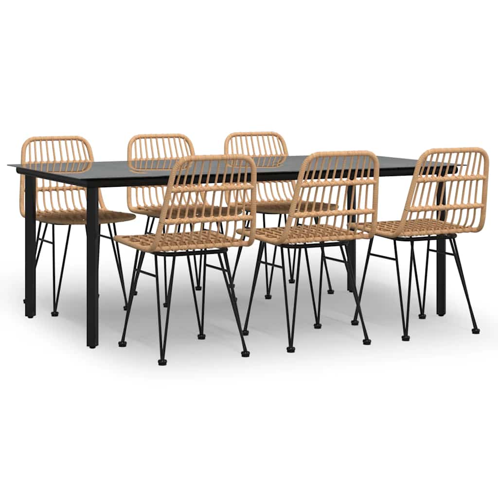 7-tlg. Garten-Essgruppe Poly Rattan