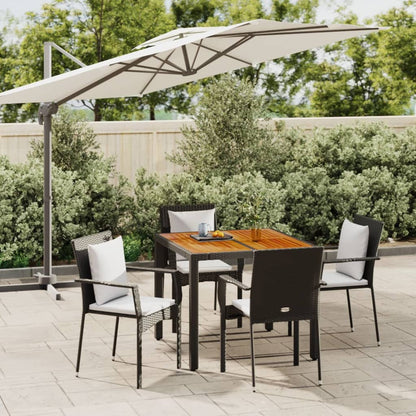 5-tlg. Garten-Essgruppe mit Kissen Schwarz Poly Rattan