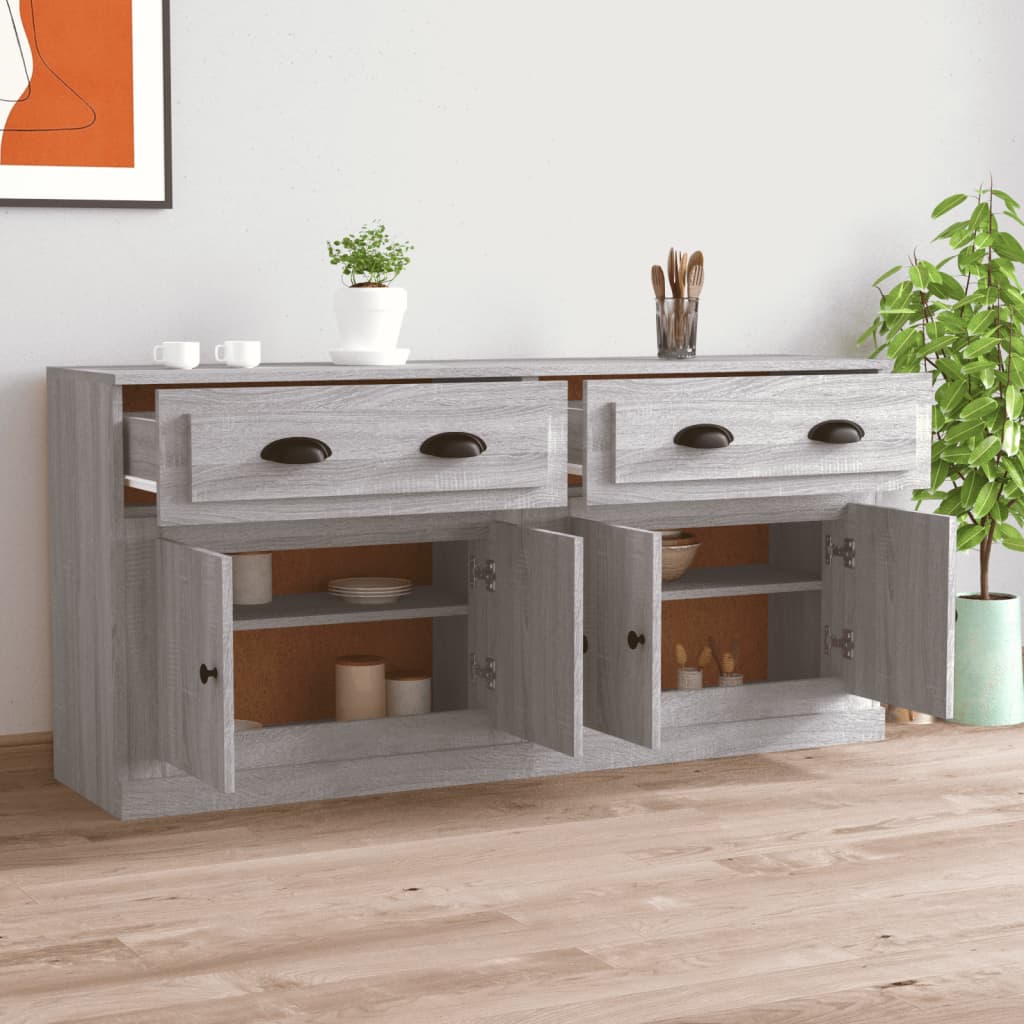 Sideboards 2 Stk. Grau Sonoma Holzwerkstoff