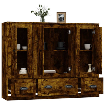 Highboards 3 Stk. Räuchereiche Holzwerkstoff