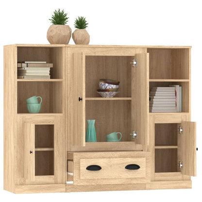 Highboards 3 Stk. Sonoma-Eiche Holzwerkstoff