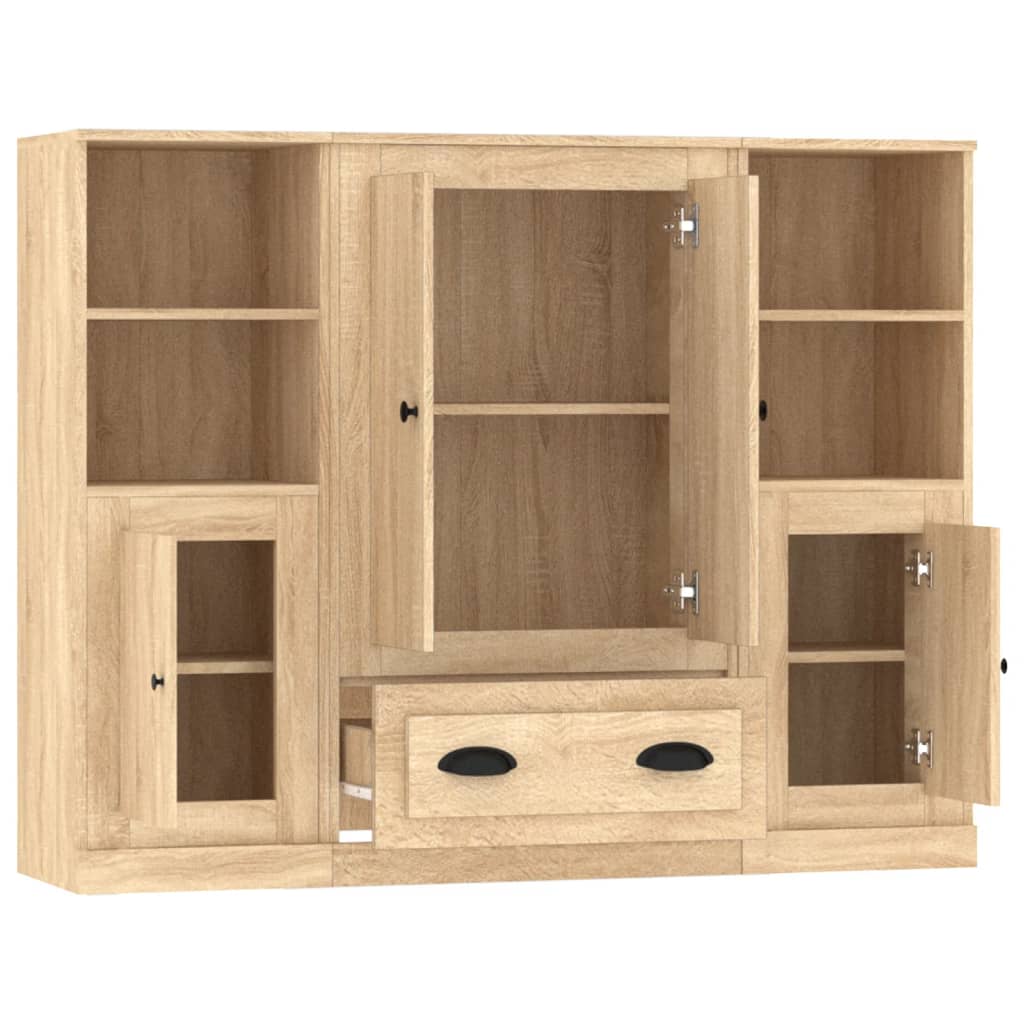 Highboards 3 Stk. Sonoma-Eiche Holzwerkstoff