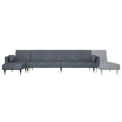Schlafsofa in L-Form Dunkelgrau 275x140x70 cm Samt