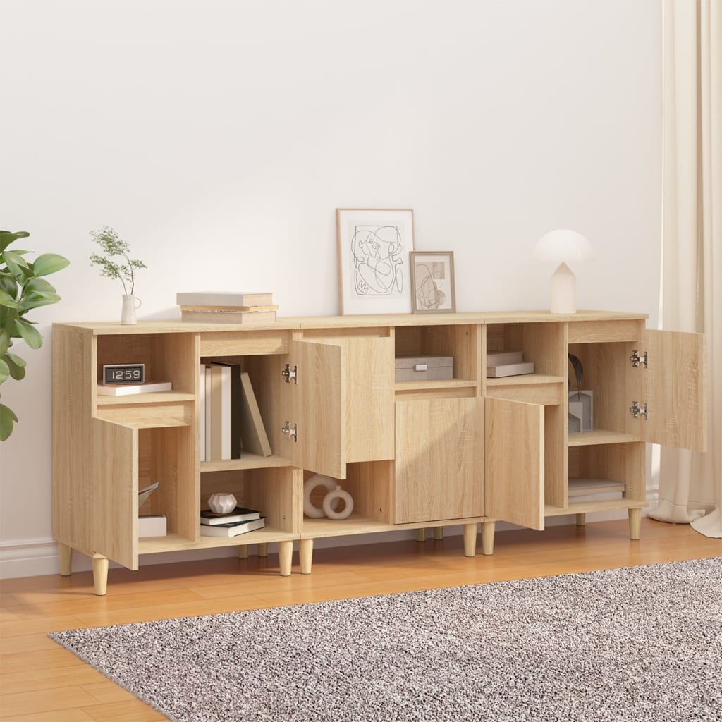 Sideboards 3 Stk. Sonoma-Eiche 60x35x70 cm Holzwerkstoff