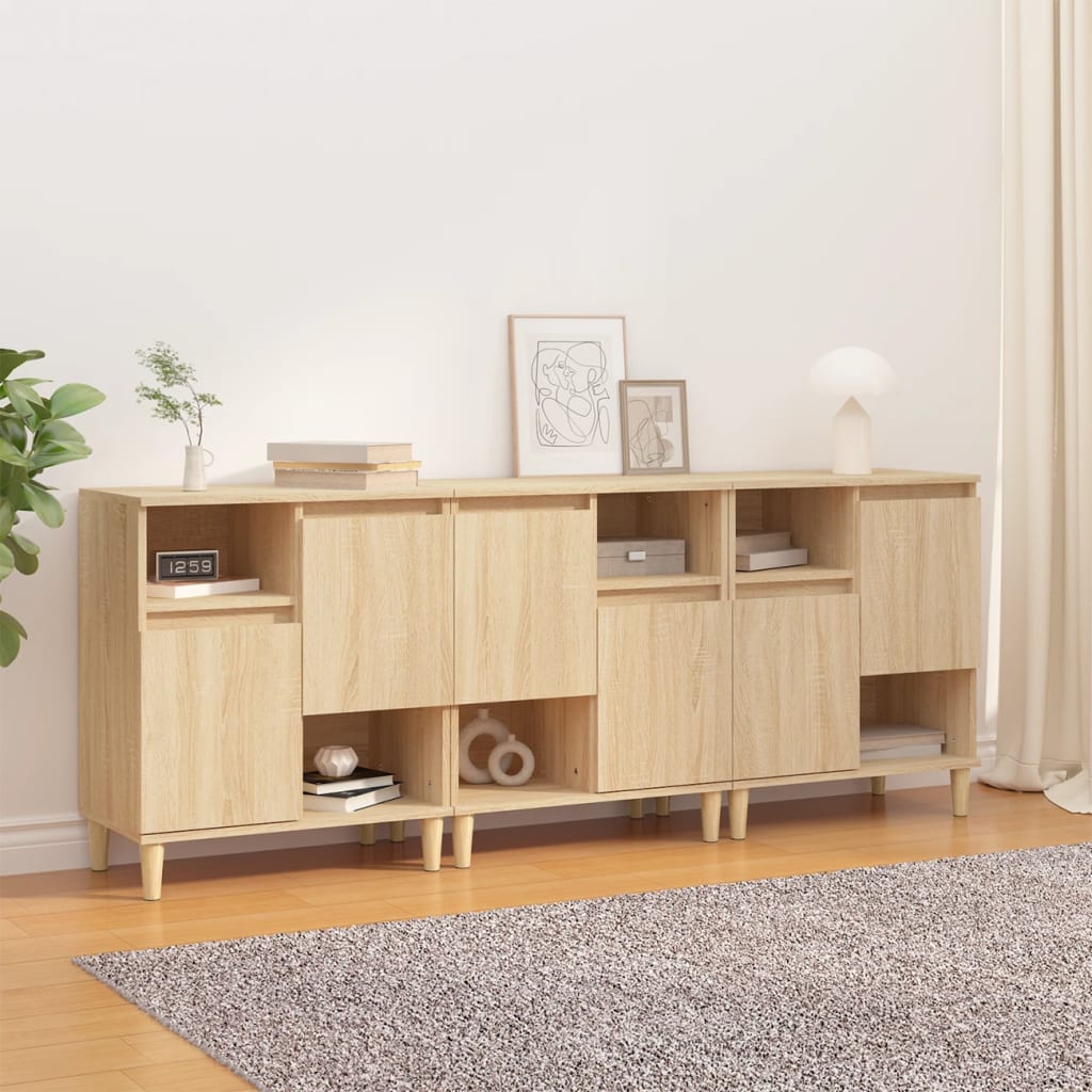 Sideboards 3 Stk. Sonoma-Eiche 60x35x70 cm Holzwerkstoff