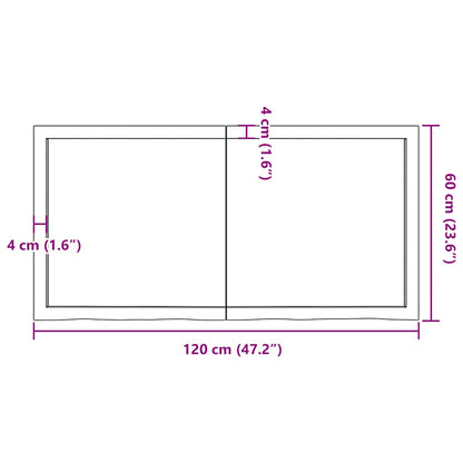 Waschtischplatte 120x60x(2-6) cm Massivholz Unbehandelt