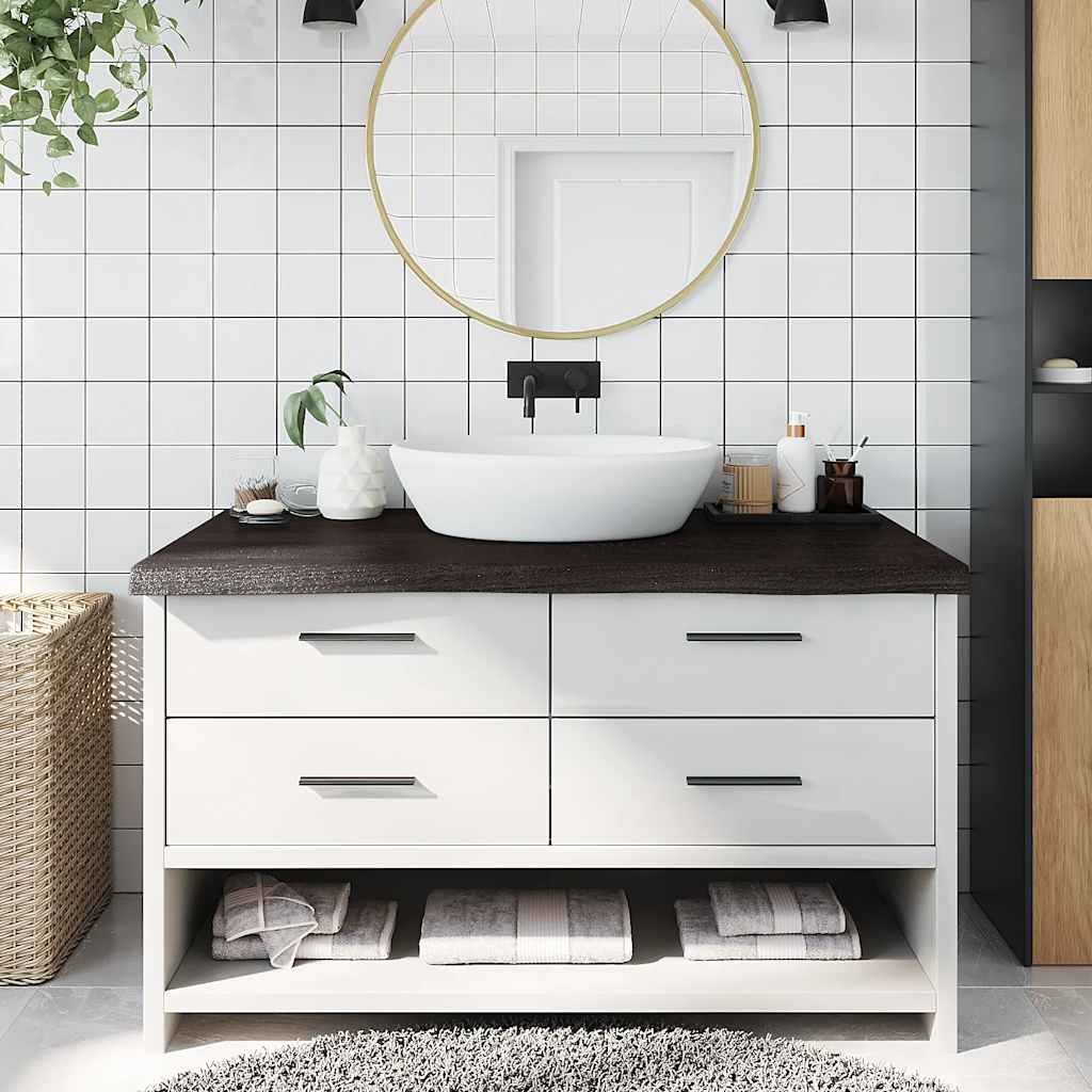 Waschtischplatte Dunkelbraun 100x60x(2-6)cm Massivholz