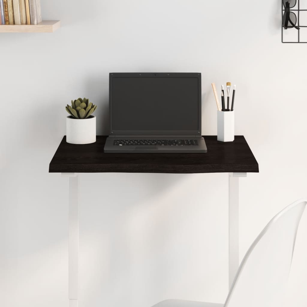 Tischplatte Dunkelbraun 60x40x2 cm Massivholz Eiche Behandelt