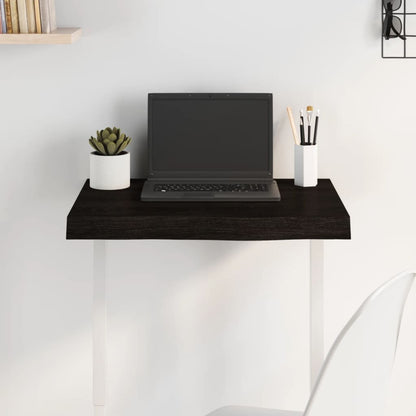 Tischplatte Dunkelbraun 60x40x(2-6)cm Massivholz Eiche