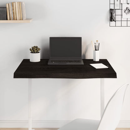 Tischplatte Dunkelbraun 80x60x(2-6)cm Massivholz Eiche