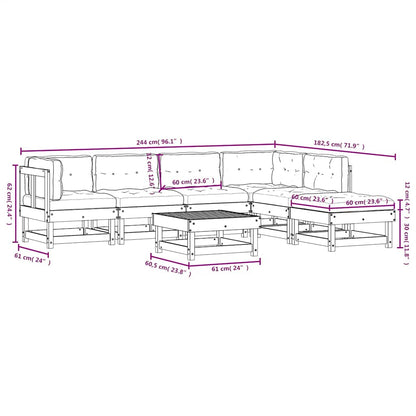 7-tlg. Garten-Lounge-Set mit Kissen Imprägniertes Kiefernholz