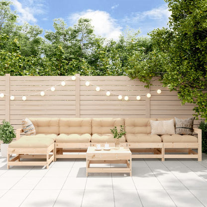 7-tlg. Garten-Lounge-Set mit Kissen Massivholz