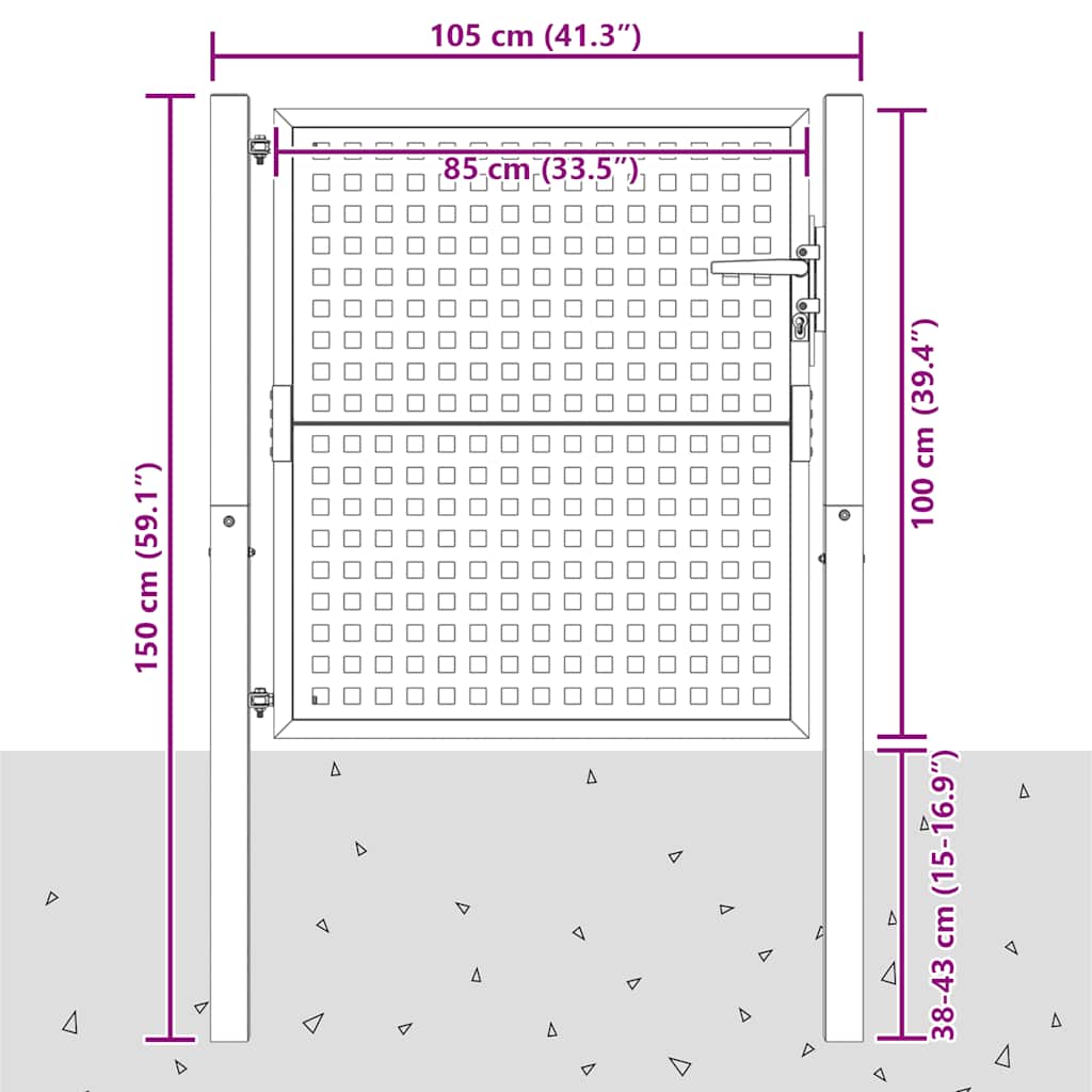 Gartentor Anthrazit 100x100 cm Stahl