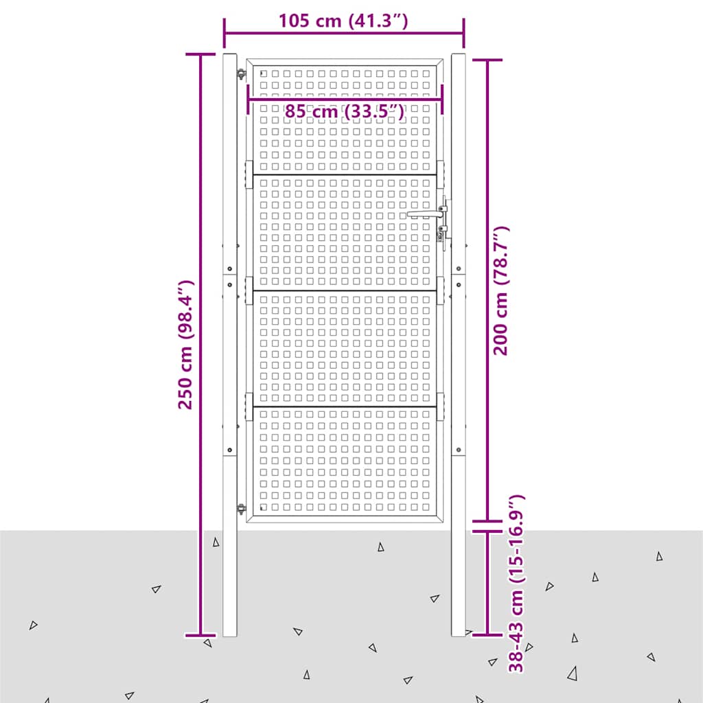 Gartentor Anthrazit 100x200 cm Stahl