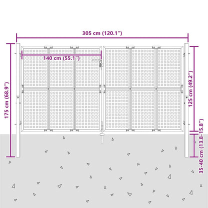Gartentor Anthrazit 300x125 cm Stahl
