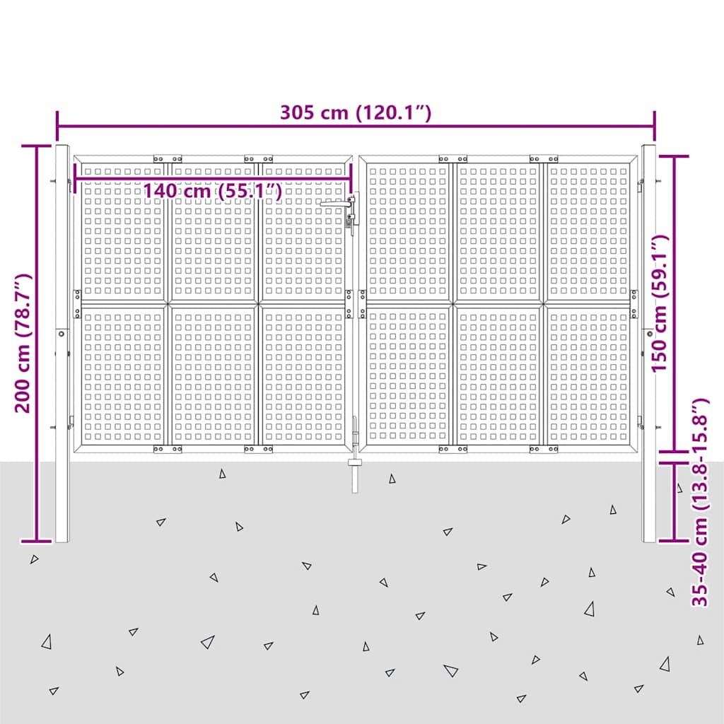 Gartentor Anthrazit 300x150 cm Stahl