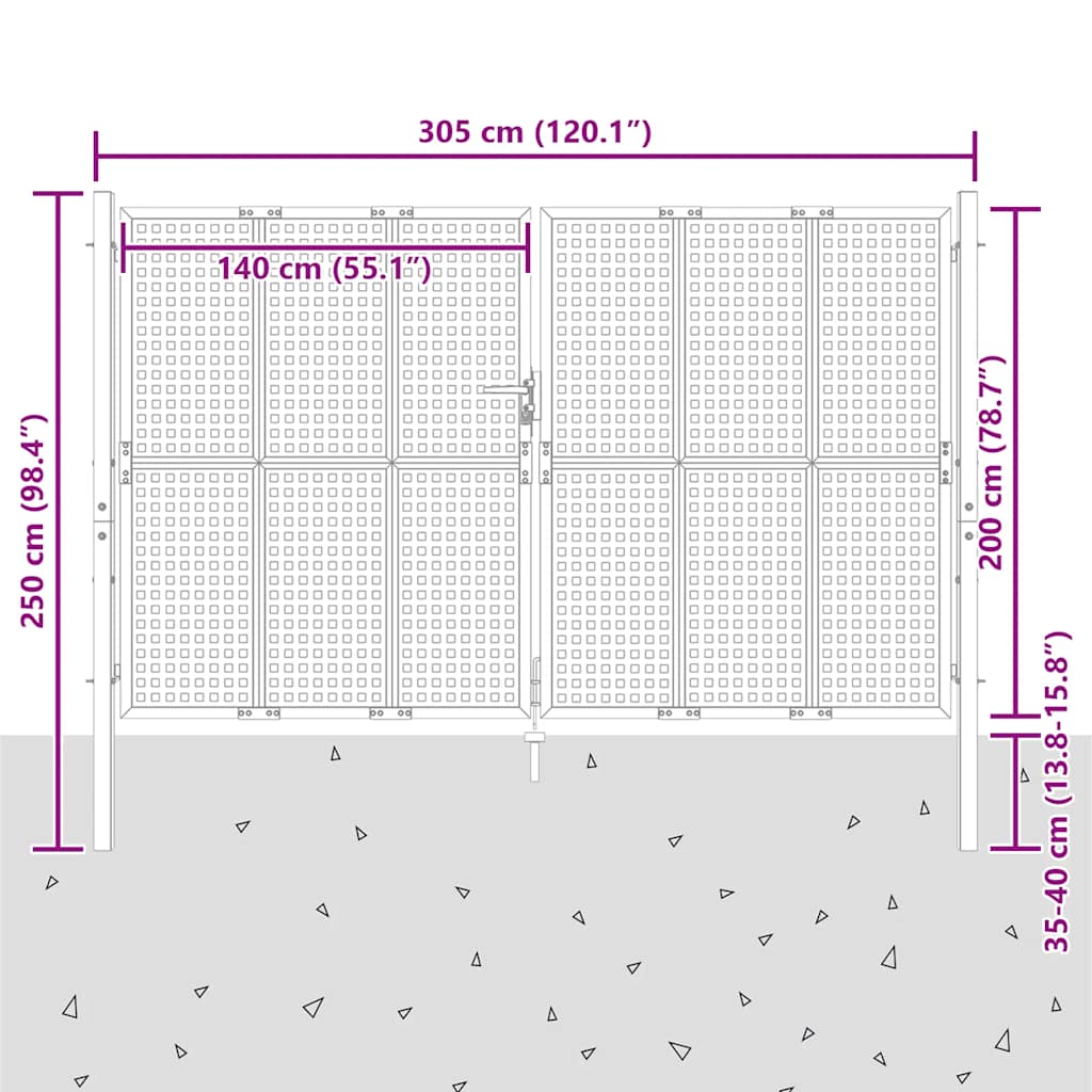 Gartentor Anthrazit 300x200 cm Stahl
