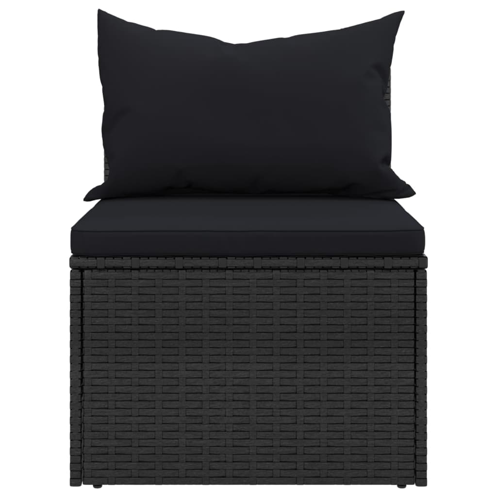 4-tlg. Garten-Sofagarnitur mit Kissen Schwarz Poly Rattan