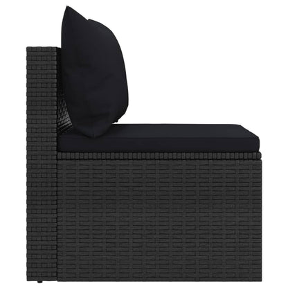 4-tlg. Garten-Sofagarnitur mit Kissen Schwarz Poly Rattan