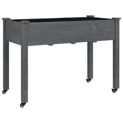 Pflanzkübel mit Einsatz und Rollen Grau 118x59x80 cm Tannenholz