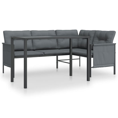 2-tlg. Garten-Essgruppe Anthrazit Stahl