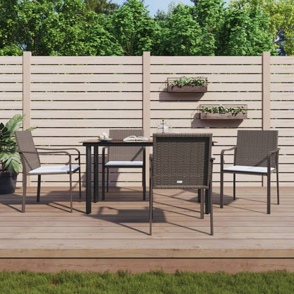 5-tlg. Garten-Essgruppe mit Kissen Poly Rattan und Stahl