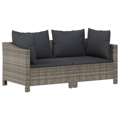 5-tlg. Garten-Lounge-Set mit Kissen Grau Poly Rattan