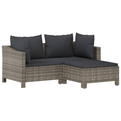 5-tlg. Garten-Lounge-Set mit Kissen Grau Poly Rattan