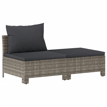 8-tlg. Garten-Lounge-Set mit Kissen Grau Poly Rattan
