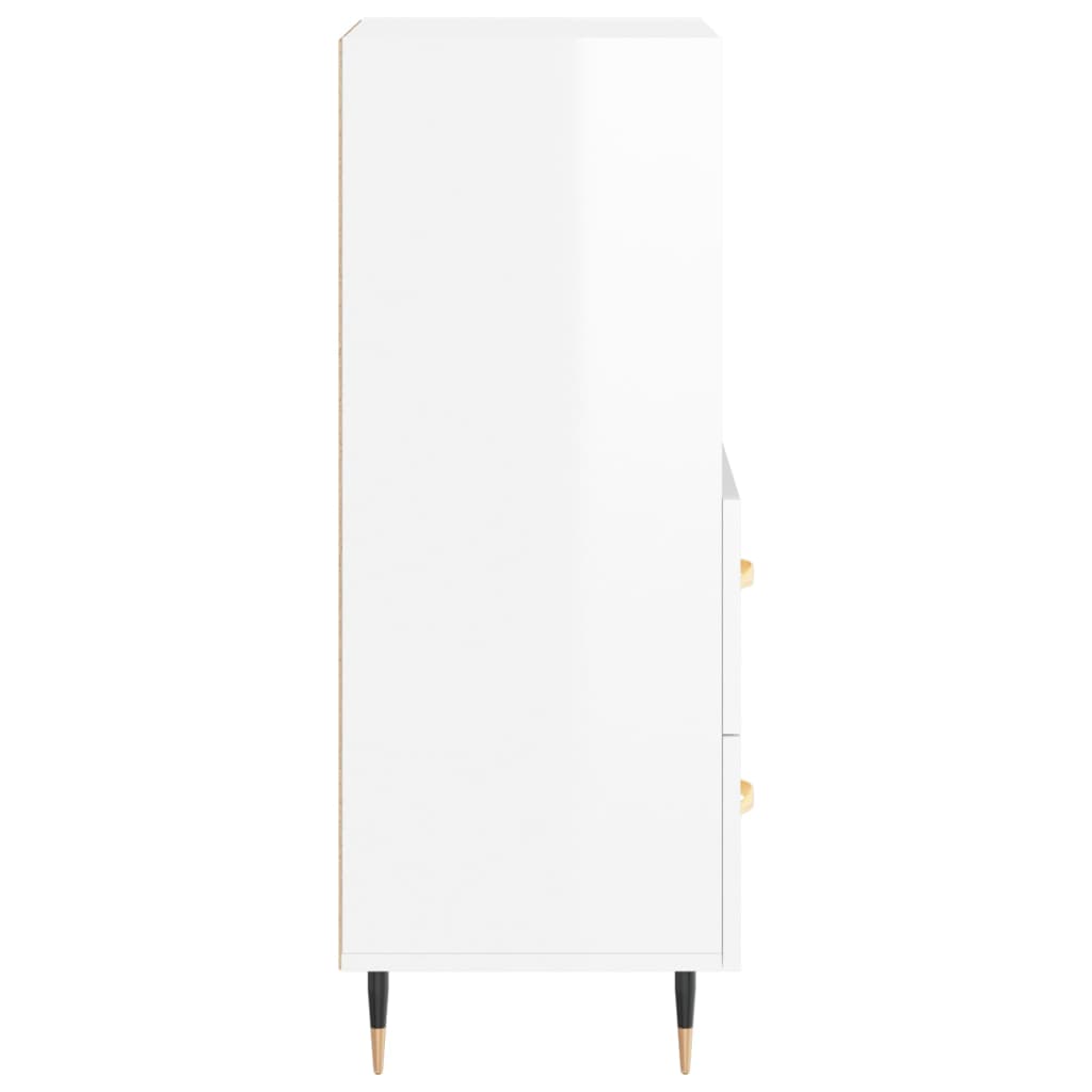 Sideboard Hochglanz-Weiß 34,5x34x90 cm Holzwerkstoff