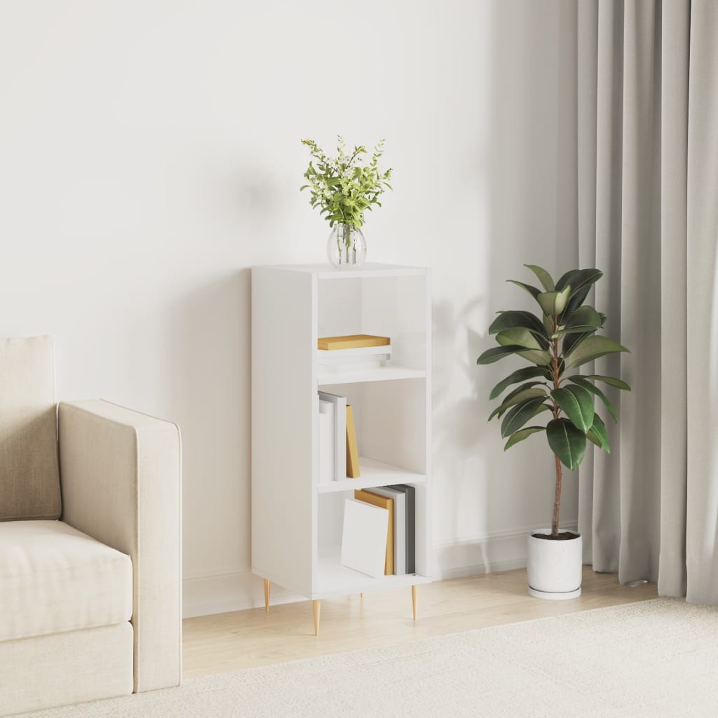 Sideboard Hochglanz-Weiß 34,5x32,5x90 cm Holzwerkstoff