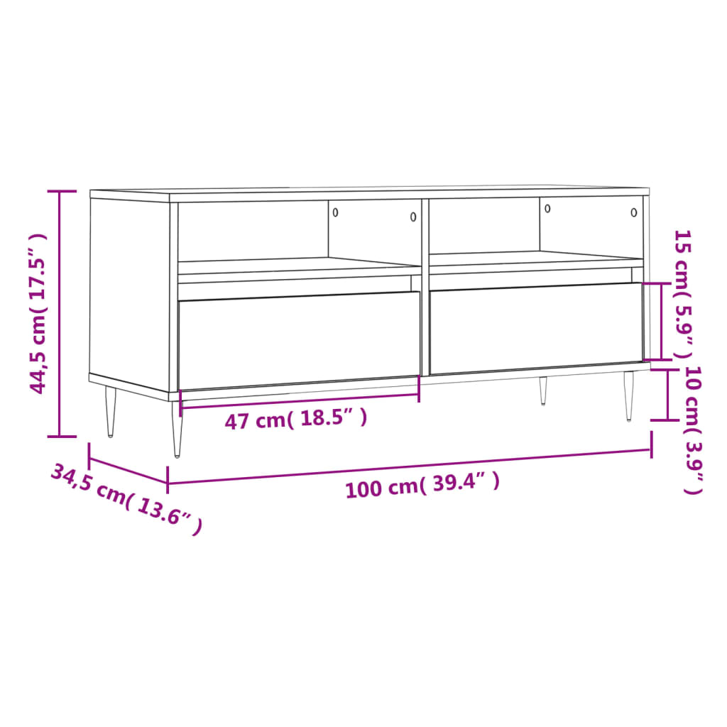 TV-Schrank Sonoma-Eiche 100x34,5x44,5 cm Holzwerkstoff