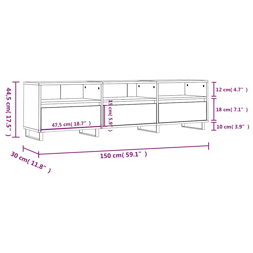 TV-Schrank Sonoma-Eiche 150x30x44,5 cm Holzwerkstoff
