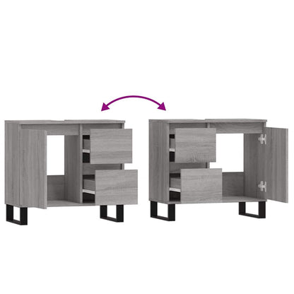 Badschrank Grau Sonoma 65x33x60 cm Holzwerkstoff