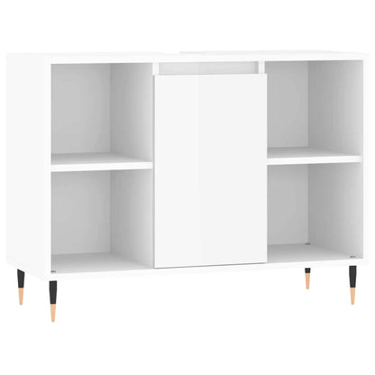 Badschrank Hochglanz-Weiß 80x33x60 cm Holzwerkstoff