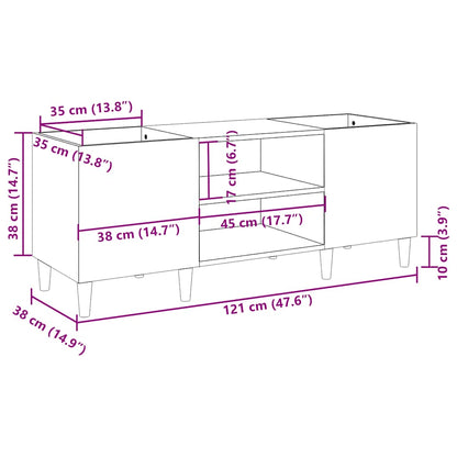 Plattenschrank Räuchereiche 121x38x48 cm Holzwerkstoff