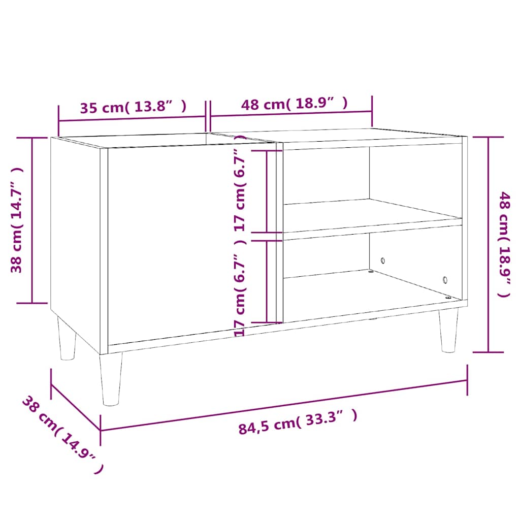 Plattenschrank Schwarz 84,5x38x48 cm Holzwerkstoff