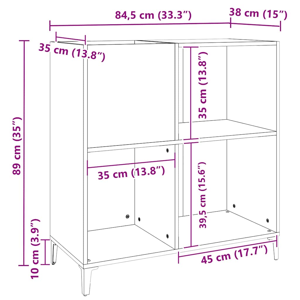 Plattenschrank Weiß 84,5x38x89 cm Holzwerkstoff