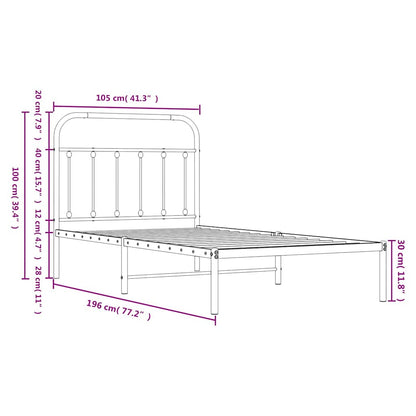 Bettgestell mit Kopfteil Metall Schwarz 100x190 cm