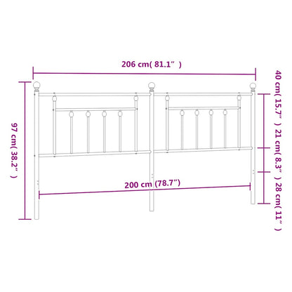 Ersatz-Kopfteil Metall Schwarz 200 cm