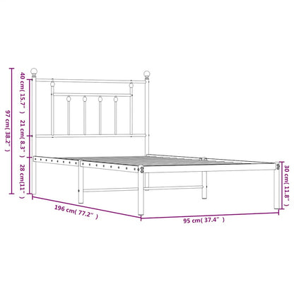 Bettgestell mit Kopfteil Metall Weiß 90x190 cm