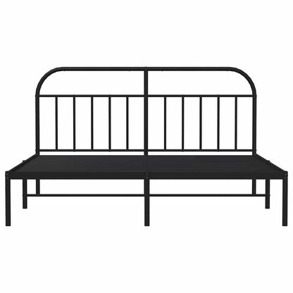 Bettgestell mit Kopfteil Metall Schwarz 180x200 cm