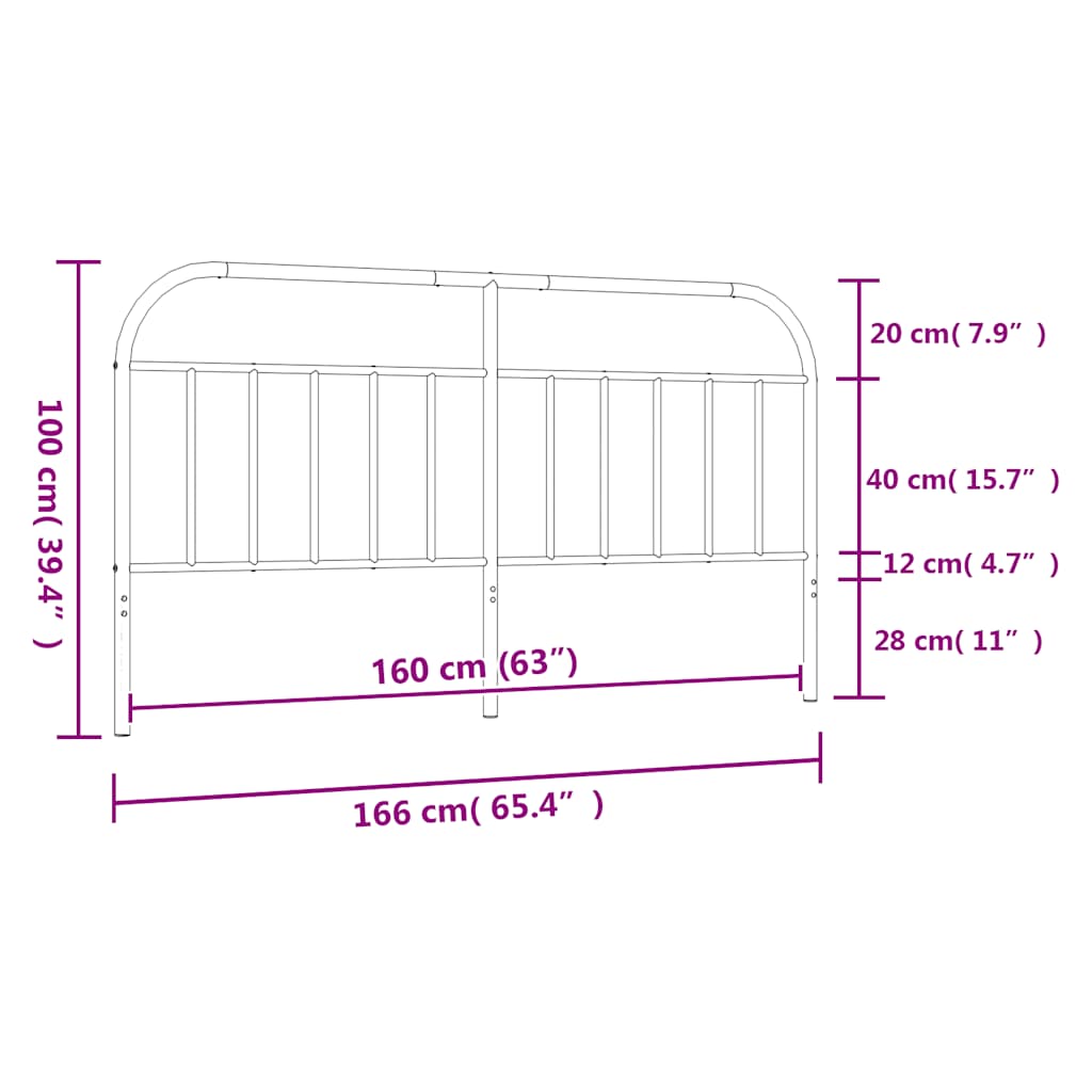 Ersatz-Kopfteil Metall Schwarz 160 cm