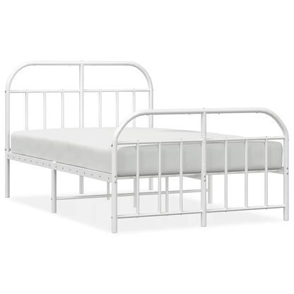 Bettgestell mit Kopf- und Fußteil Metall Weiß 120x190 cm