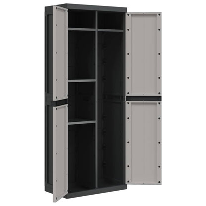 Gartenschrank Grau und Schwarz 65x37x165 cm PP
