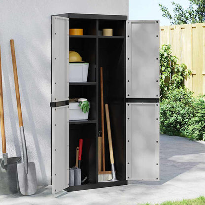Gartenschrank Grau und Schwarz 65x37x165 cm PP