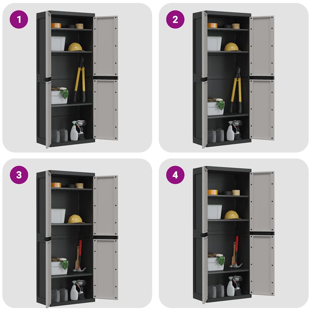 Gartenschrank Grau und Schwarz 65x37x165 cm PP