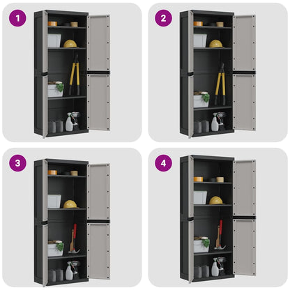 Gartenschrank Grau und Schwarz 65x37x165 cm PP