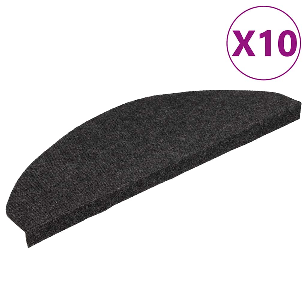 Stufenmatten Selbstklebend 10 Stk. Schwarz 65x22,5x3,5 cm